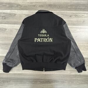 Vintage Patron Tequila Jacket Mens Small Varsity Bomber Wool Leather Full Zip